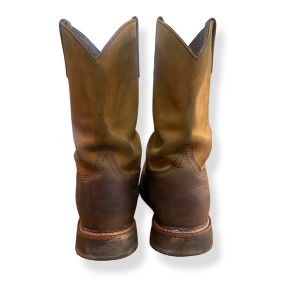Mens Waterproof Brown Leather Steel Toe Work Boots American Flag Design Size 13D main image 10